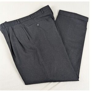 Brooks Brothers Mens Wool Pleated & Cuffed Dress Pants Black Size 36x32